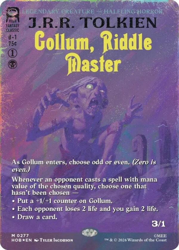Gollum, Riddle Master (Borderless) (Surge Foil) - The Hobbit (HOB) Gollum, Riddle Master (Borderless) (Surge Foil) - The Hobbit (HOB)